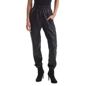Commando‎ Joggers Size Large Black Faux Leather High Rise Elastic Waist Pockets